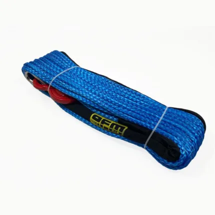OFM4X4 Blue synthetic plasma winch rope with hook 10mm x 28m