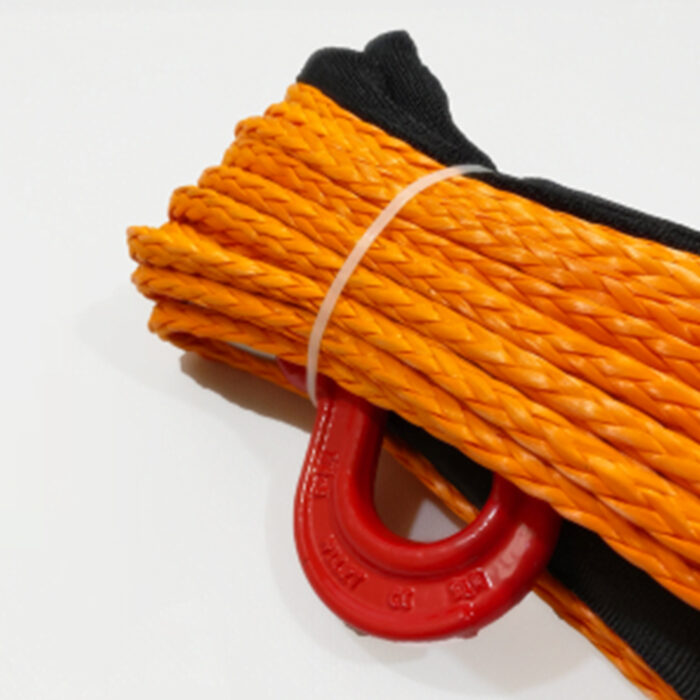 OFM4X4 Orange synthetic plasma winch rope with hook 8mm x 28m - Image 2
