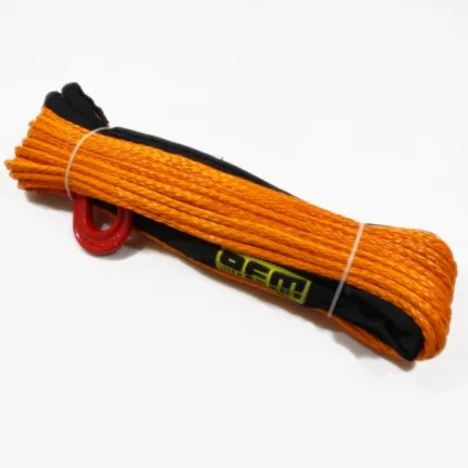 OFM4X4 Corde de treuil plasma synthétique orange avec crochet 8mm x 28m