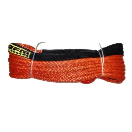 OFM4X4 Red synthetic plasma winch rope with hook 12mm x 28m