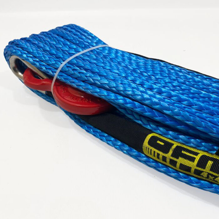OFM4X4 Blue synthetic plasma winch rope with hook 10mm x 28m - Image 2