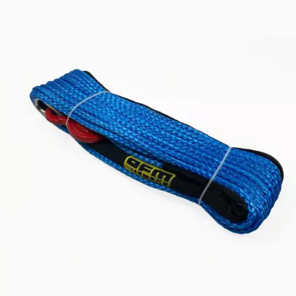 OFM4X4 Blue synthetic plasma winch rope with hook 10mm x 28m