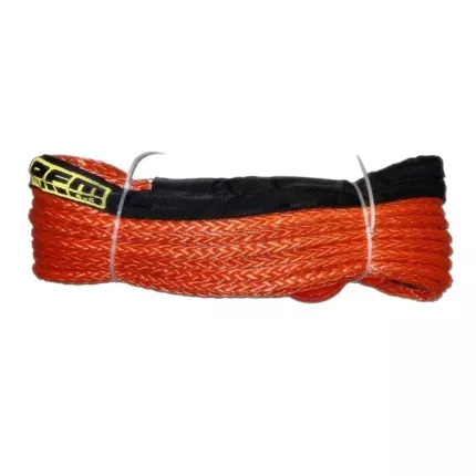 OFM4X4 Red synthetic plasma winch rope with hook 12mm x 28m