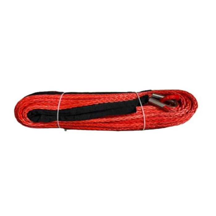 OFM4X4 Red synthetic plasma winch rope with hook 12mm x 50m - Image 2