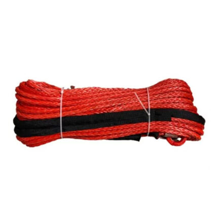 OFM4X4 Red synthetic plasma winch rope with hook 12mm x 50m