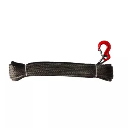 OFM4X4 Gray synthetic plasma winch rope with hook 6mm x 28m